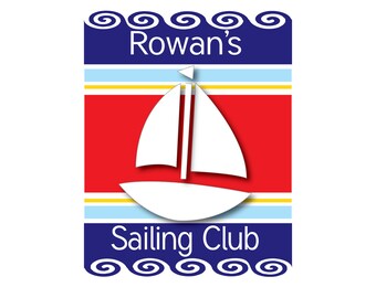 Nautical Nursery, Nursery Wall Art, Baby Name Print, Playroom Art, Art for Nursery, Personalized Childrens, Nursery Print,  Sailing Club