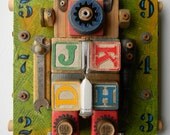 Recycled Art Assemblage  -  "Level Headed"  -  Original Mixed Media