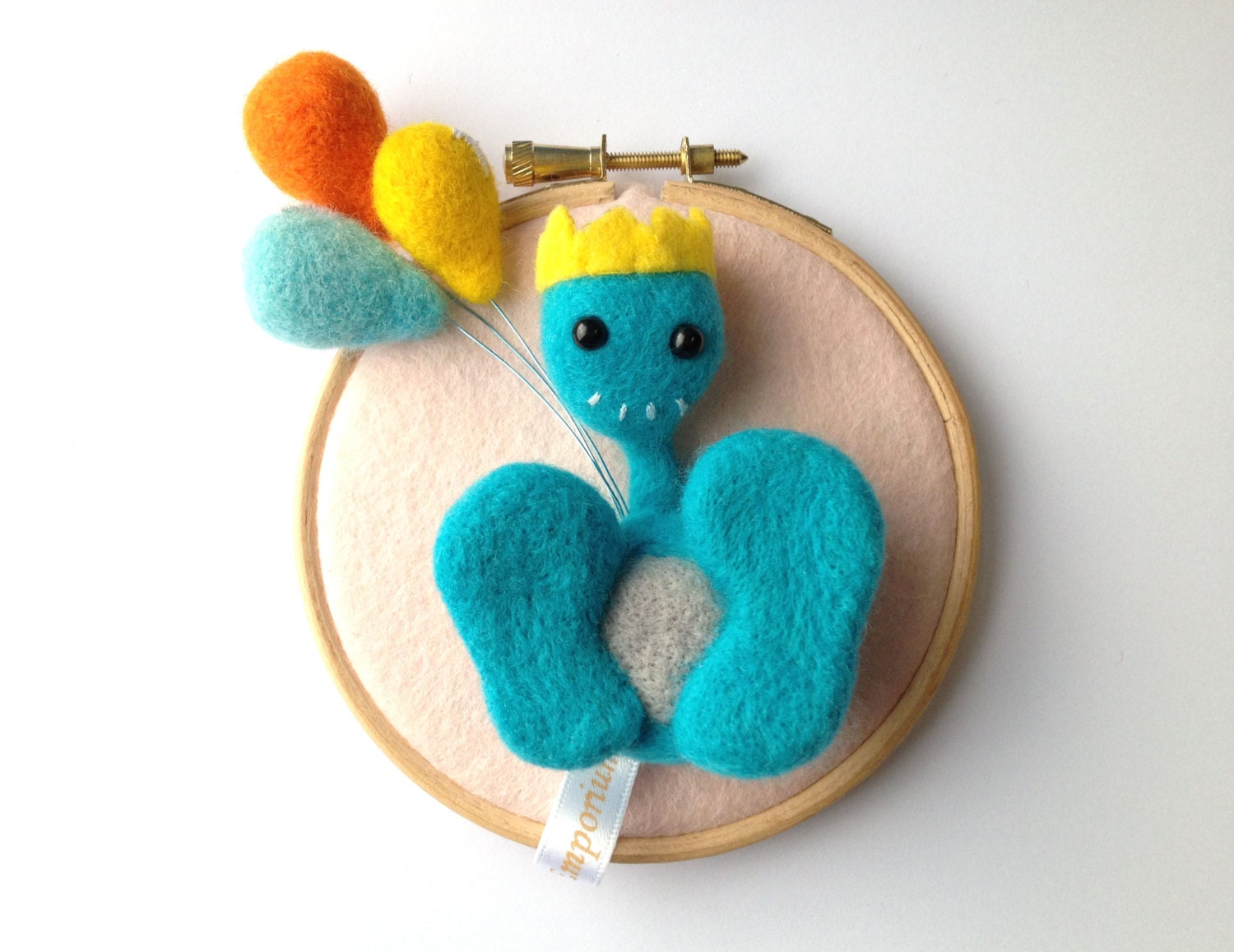 Happy Birthday Pheeple - Needle Felted Party Pheeple Embroidery Hoop Wall Art