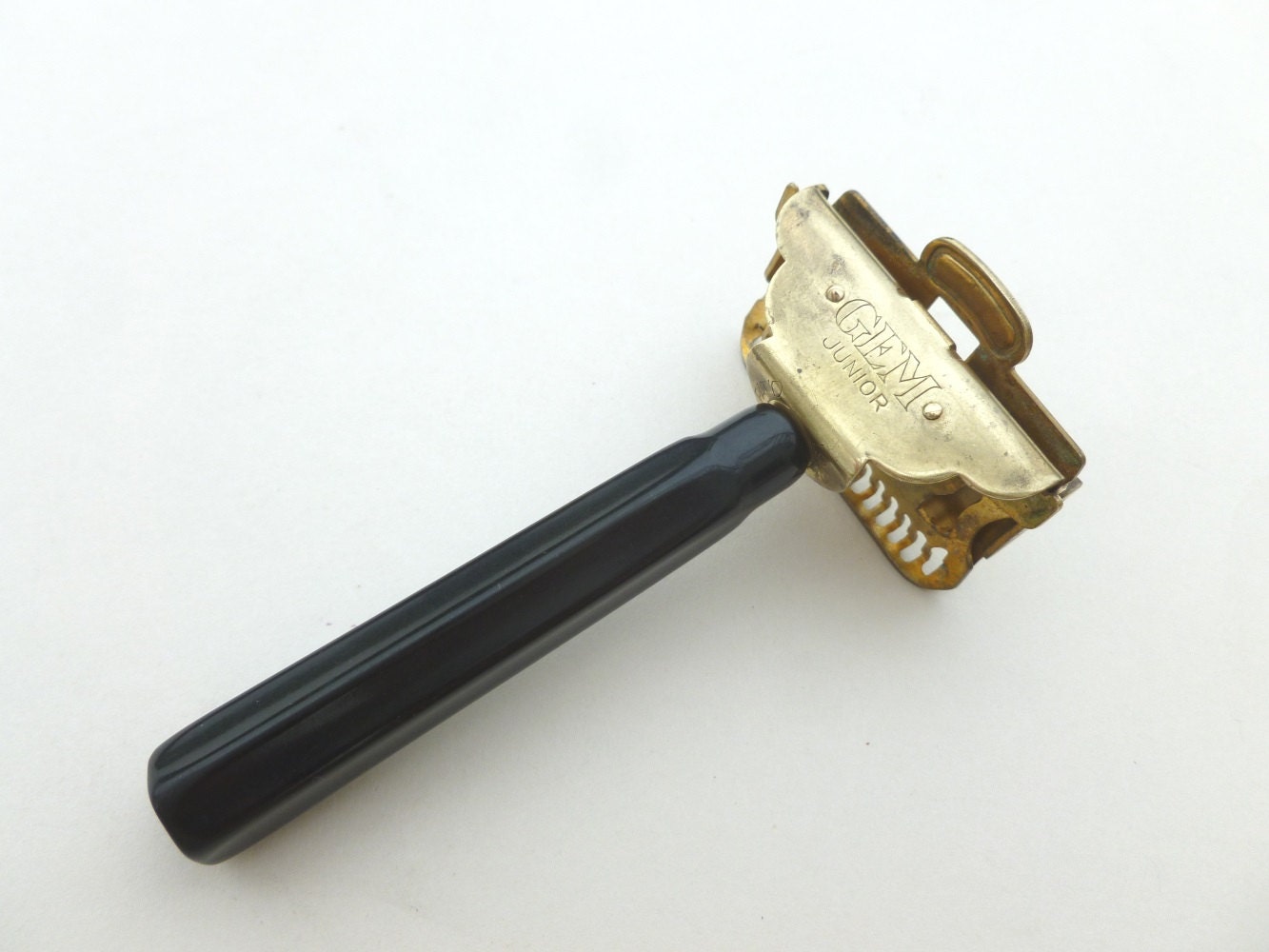 GEM Junior Safety Razor Traditional Wet Shaving Black Composite Handle with Brass Single Edge Made in Brooklyn
