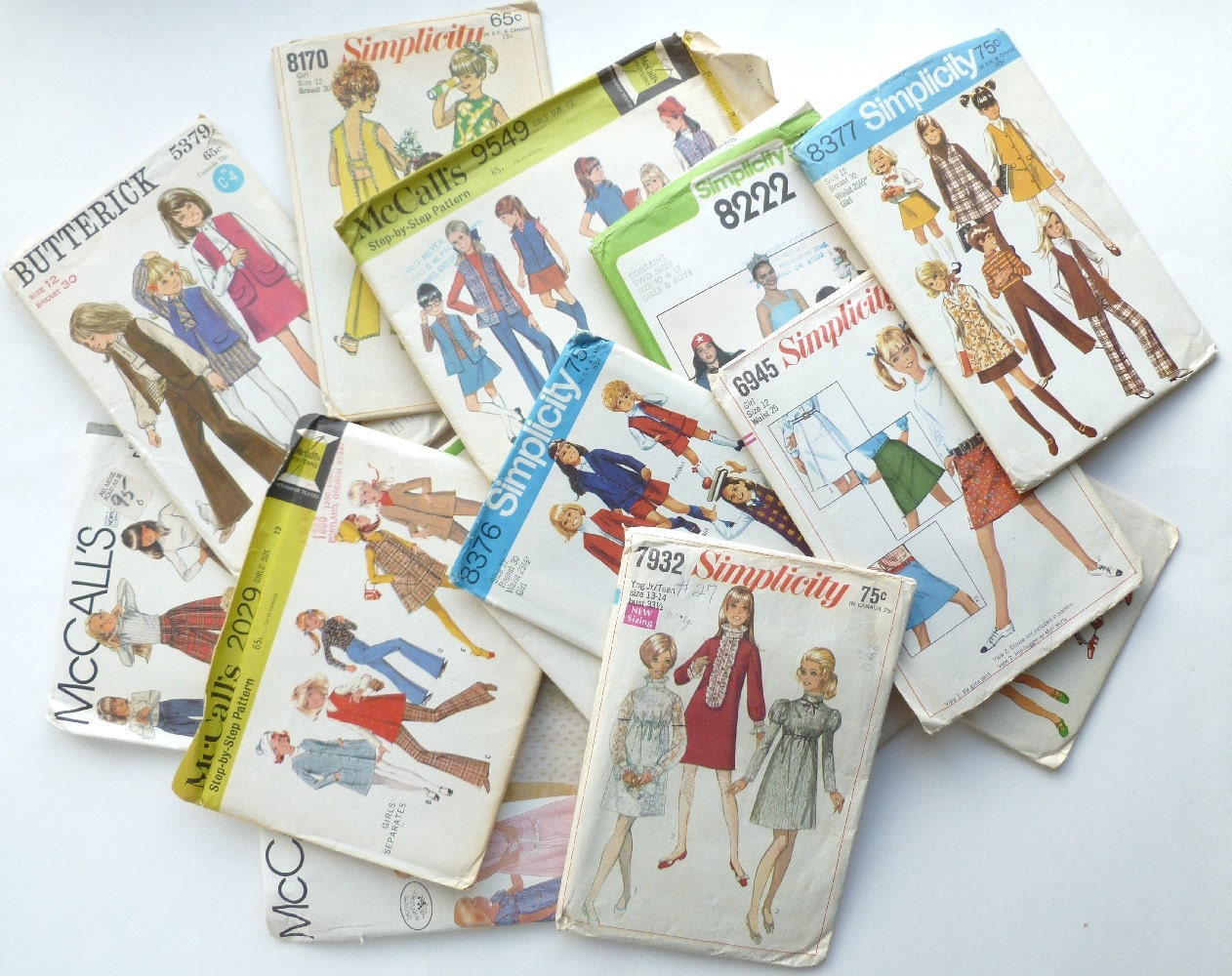 Sewing Patterns Lot for Girls Childrens Clothes Costumes Pants, Skirts, Blouse, Culottes, Jumper, Vest, Jackets by McCalls and Simplicity