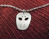Hockey Mask Goaltender Goalie Mask Silhouette Necklace Friday 13 Jason Creepy