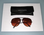 1980s SERENGETI Drivers / Large AVIATOR Sunglasses With Case By Corning Optics  / No. 5222G / Free US Shipping