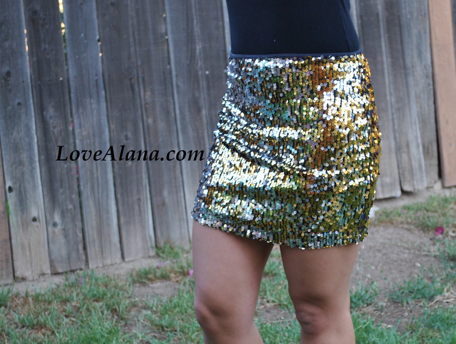 Silver and Gold Stretchy Sequin Bodycon Pencil Skirt - Great quality - Small, Medium, Large, XLarge