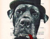 Mixed media Original Illustration Digital Print Art Poster Acrylic Painting Holiday Decor Drawing Gift: Sherlock Holmes Dog