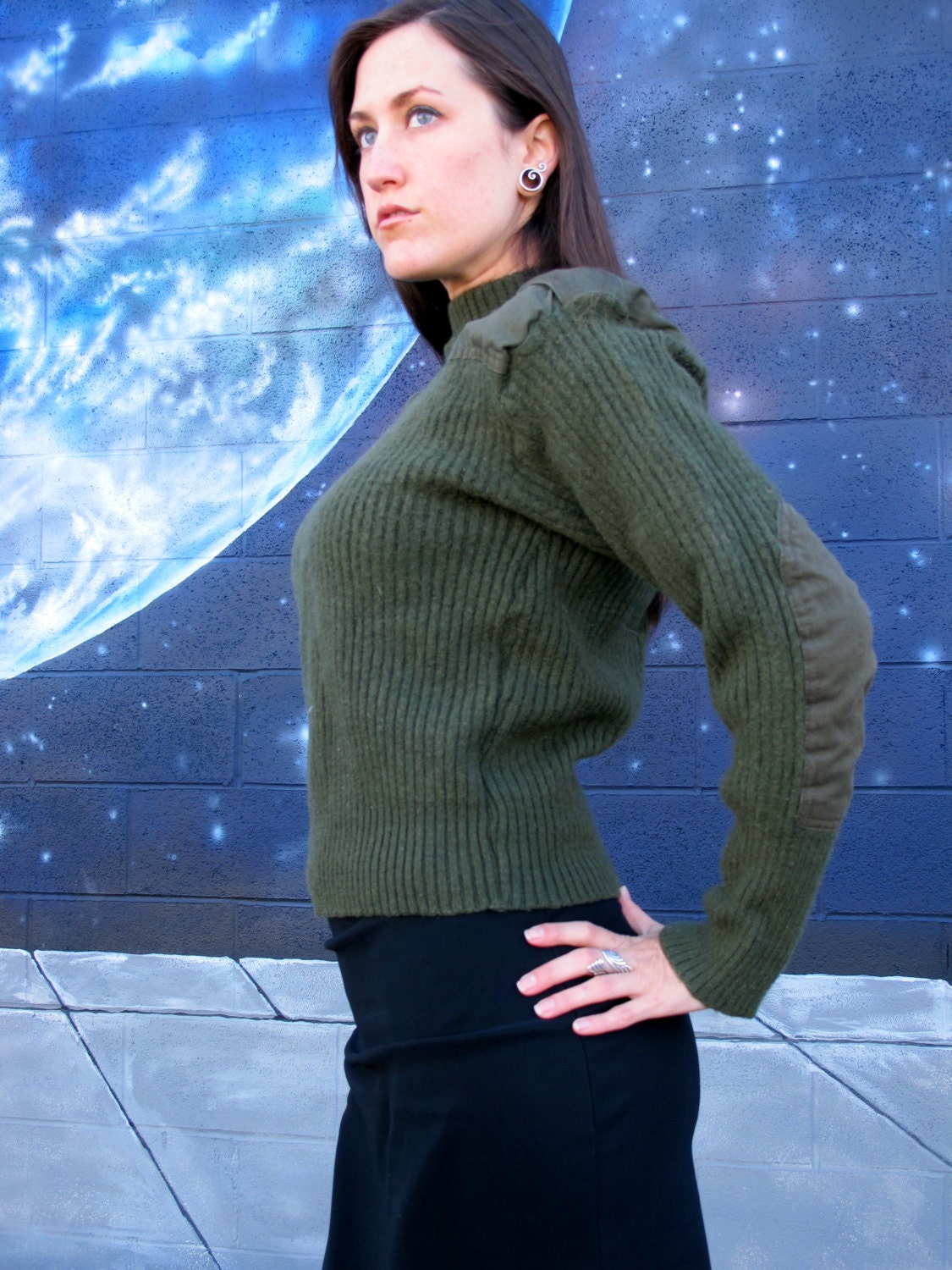1990s MILITARY SWEATER Wool // Womens Size Medium