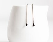 Minimalist silver jewelry - simple silver earrings - black earrings - simple drop earrings - modern jewelry design.
