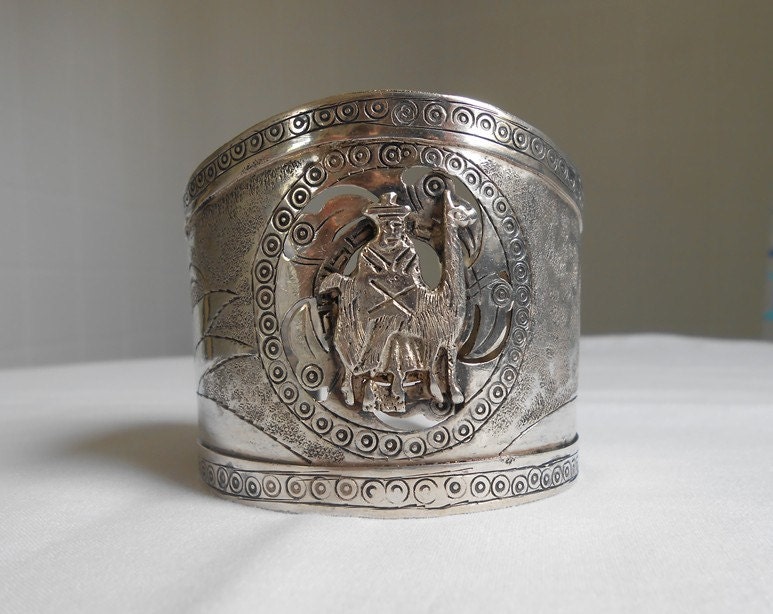 Save ya Mama Drama for ya Llama. Wide Sterling Silver Cuff Bracelet from Peru
