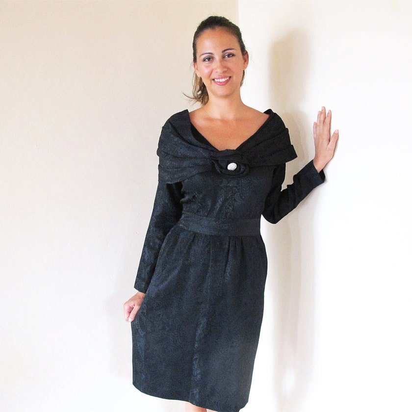 60s Black Dress / 1960 LBD / 1960s Cocktail Evening Sheath Dress