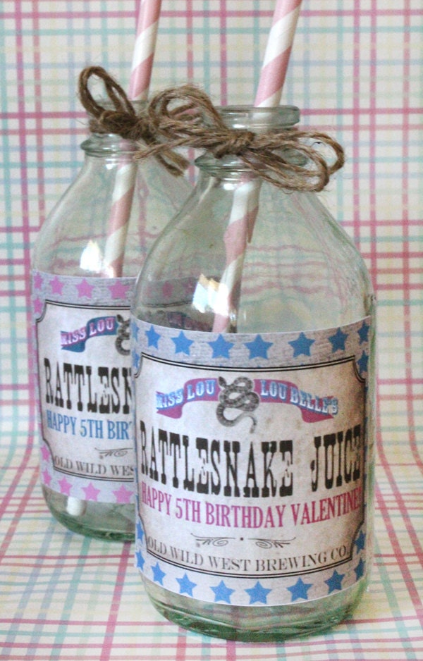 Cowgirl Drink Bottle Labels - Girls Birthday Party - DIY PRINTABLE FILE by Sassaby Il_570xn