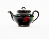 Vintage Black Teapot with Abstract Design
