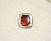 Sterling Silver Tie Tack - Rock Lapel Pin - made with a OOAK sterling silver button