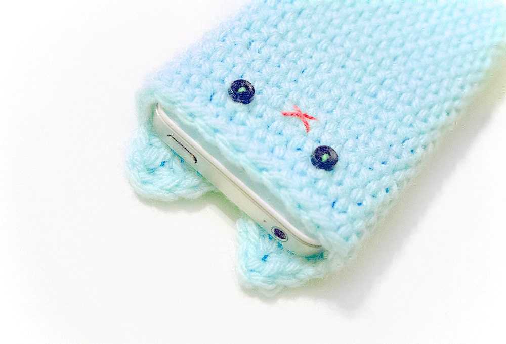 iPhone 5 Cover - Pastel Blue Crochet Kawaii Kitty