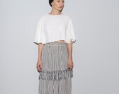Black & White Striped Moroccan Fringe Skirt