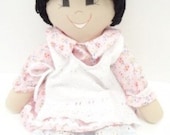 Handmade Rag Doll, 18 inch muslin, cloth doll, ragdoll, latino, ethnic, black pony tail, NF78