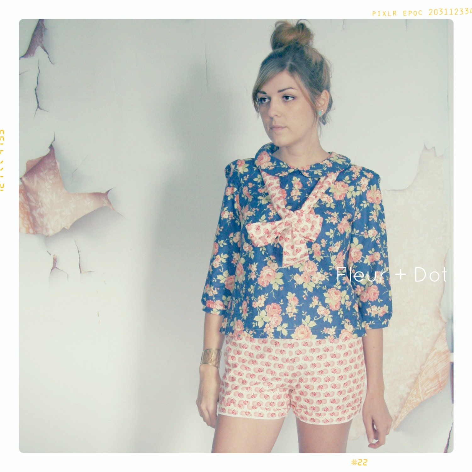 WOMENS Pink Japanese Floral Ruffle Top Shorts with Sash from Fleur and Dot Spring Summer 2013
