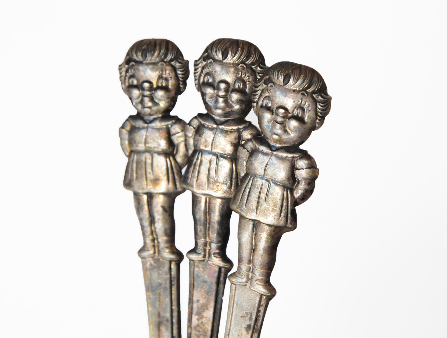 3 Campbell's Kids soup spoons, silver plated,1960s , mid century, retro, sweet and a nice memory of days gone by
