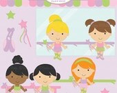 ballet clipart girls kids clip art digital - Ballet Girls Clipart