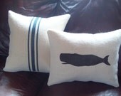 Whale Pillow Cover 12 x 16 - Nautical Pillow Cover - Decorative Pillow Cover - Burlap Pillow Cover - More Colors Available