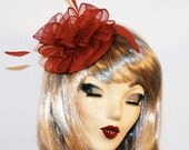 Red Fascinator Hat - Red Millinery Hat - Royal Wedding Hat - Kentucky Derby Hat - Tea Party Hat - Vintage style hat