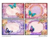 BUTTERFLY - Digital Collage Sheet. Set of 4 Vintage Images.Printable Download l401