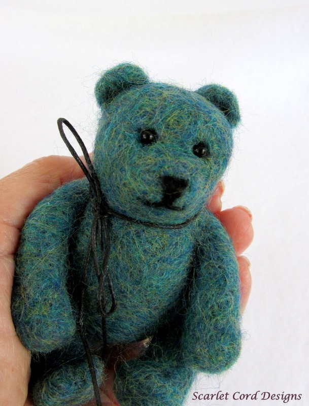 Felted Teddy Bear Miniature Art Doll Plush Soft Sculpture Needle Felted
