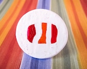 Unusual wooden ring, wearable art, red, orange and white handmade cocktail ring - Mixed media jewelry by Lespetitsbuttons on Etsy