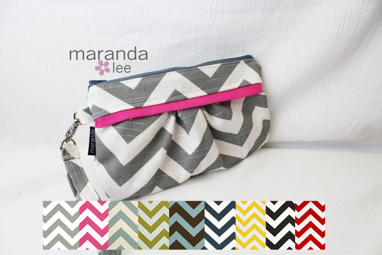 Coco Medium Zippered Clutch - Wristlet CUSTOM Chevron and Accent with detachable strap - Custom -  Bridesmaid Gift