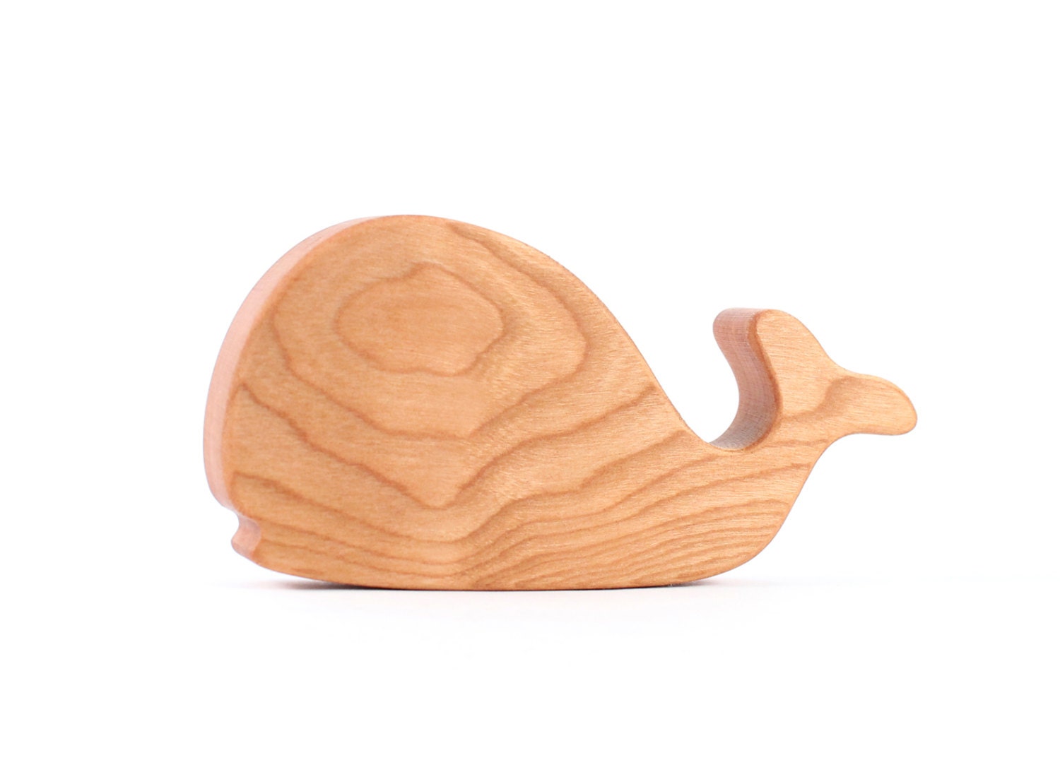 wooden whale RATTLE for baby - an organic teether safe toy, ocean-themed gift with homegrown organic finish