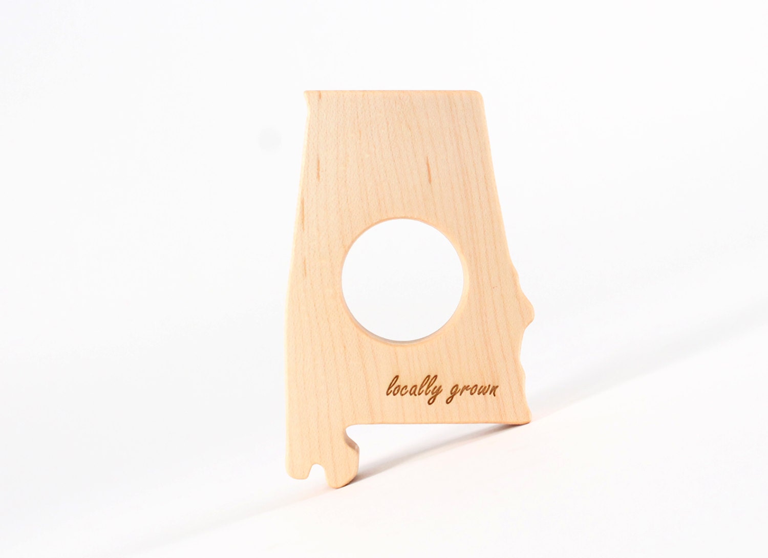 Alabama "locally grown" or "love from AL" state wood teether - keepsake baby gift for newborn and parents, natural teething and grasping