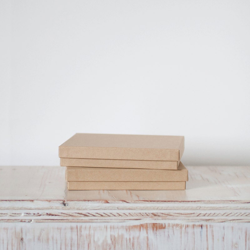 6 - Kraft Boxes w/ Cotton - 6" x 5" x 1"