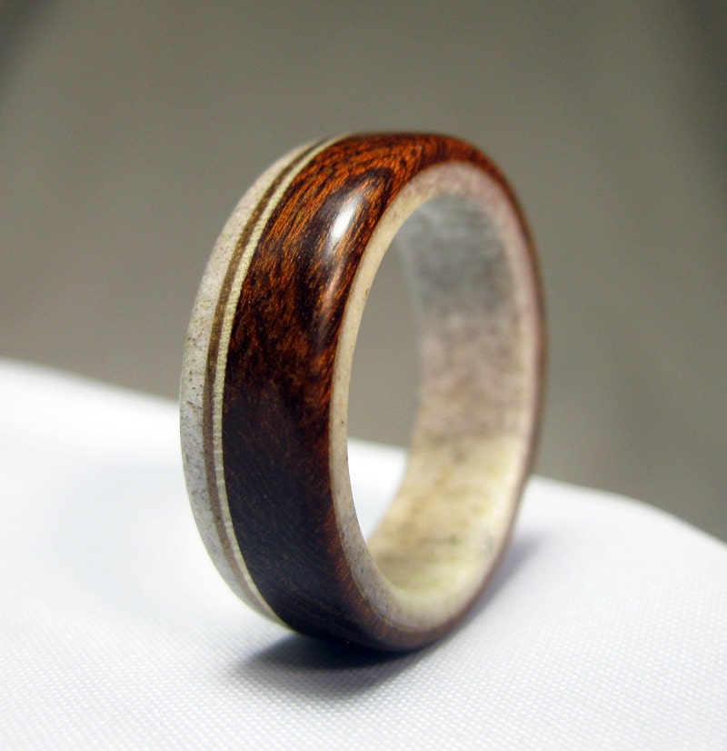 Ironwood and Antler Ring - Lined with Deer Antler