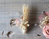MASON - peach buttonhole, wheat boutonniere, spring boutineer