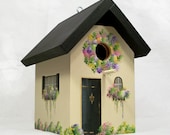 Country Cottage Birdhouse In Black & Cream