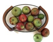 Glass and Teak Casserole Dish and Holder