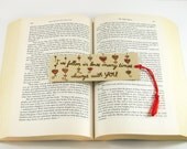 Wooden bookmark - Hand Pyrography - Love Quote