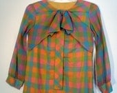 1960s Checkered Baby House Coat - Retro Style Size M/L