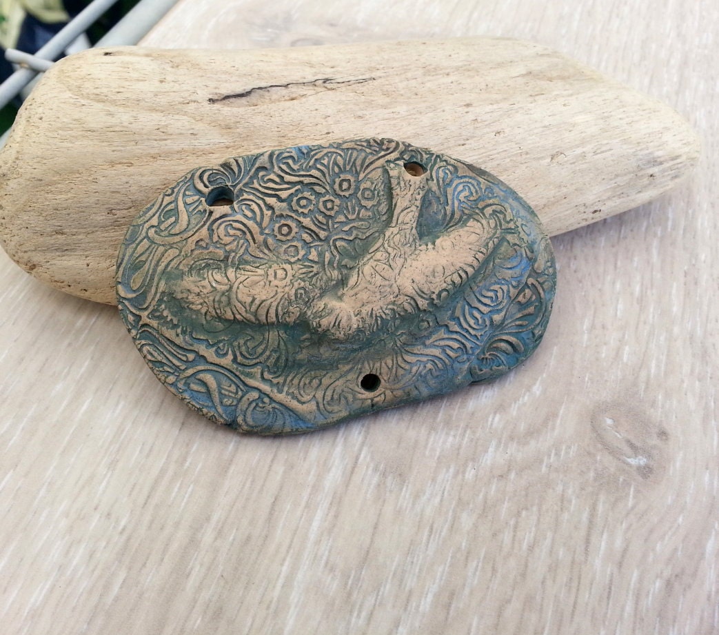 Sparrow in the Sky  ceramic statement pendant an art bead ooak