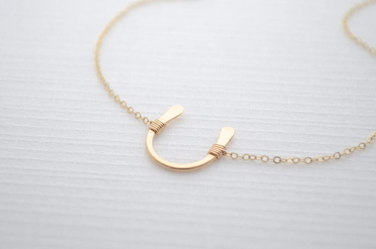 Gold horseshoe necklace - small gold horseshoe necklace