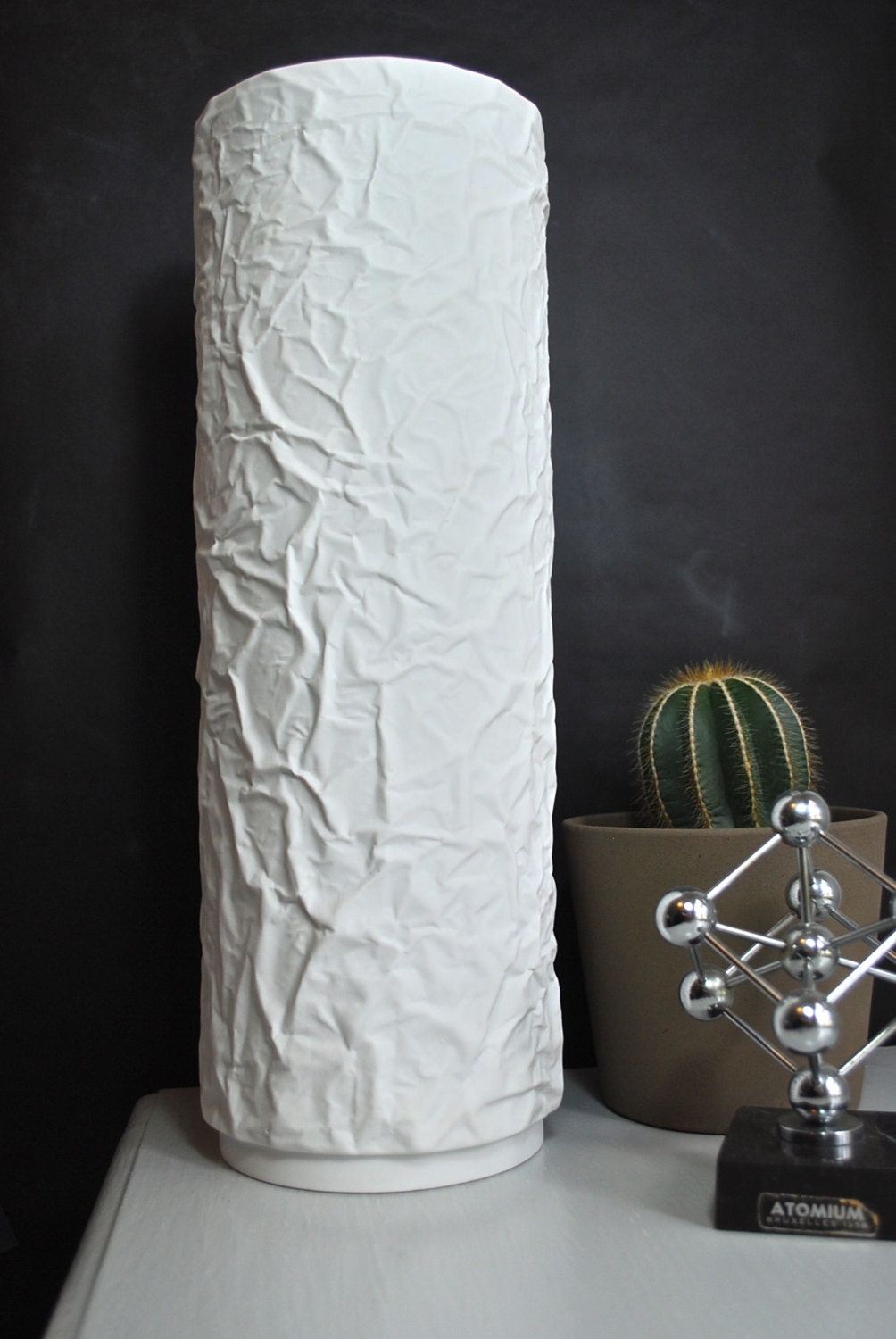 Vintage Modernist Matte White Porcelain Floor Vase Krautheim Germany
