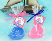 BOAT SOAP FAVORS (10 Favors) - Nautical themed Birthday, Sail Boat Soaps, Nautical Baby Shower, Navy Blue Hot Pink, Wedding Soap Favors