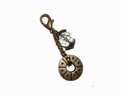 Zipper Pull Charm Brass Crystal Tribal / Aztec