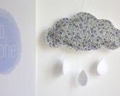 Liberty Cloud Mobile - Blue Floral Stars - Crib Mobile - Modern Baby Nursery Decor