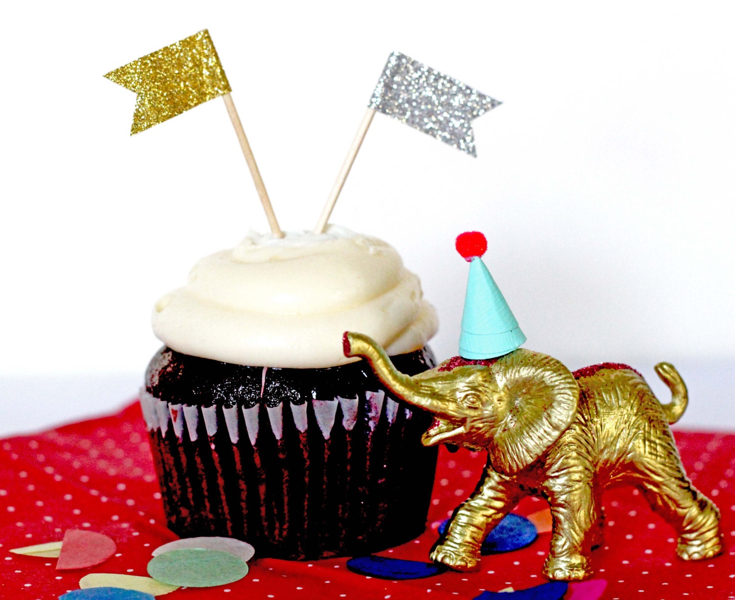 Glittered Flags Cupcake Toppers