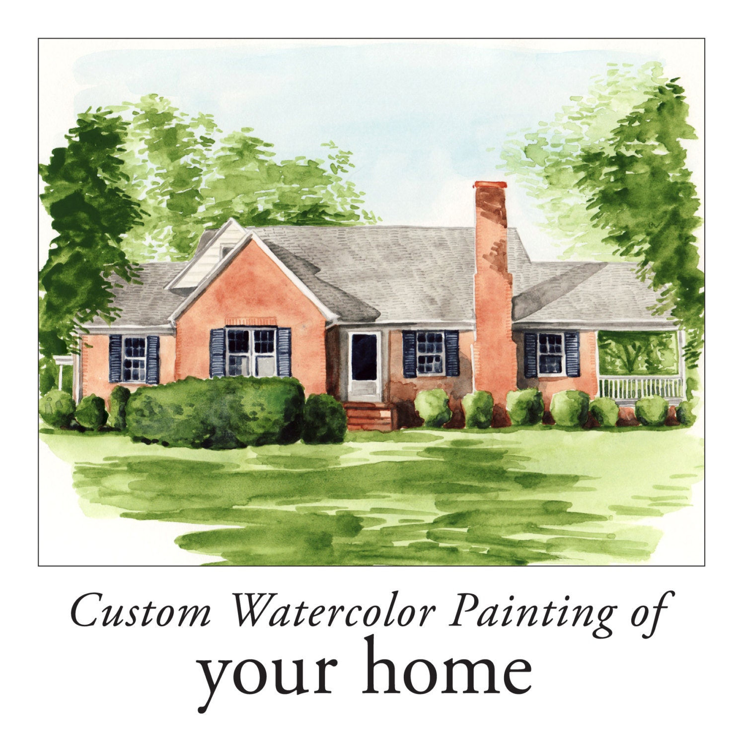 Custom Watercolor House Portrait Home 8 x 10 ORIGINAL Your House Portrait, Vacation Home, Childhood Home