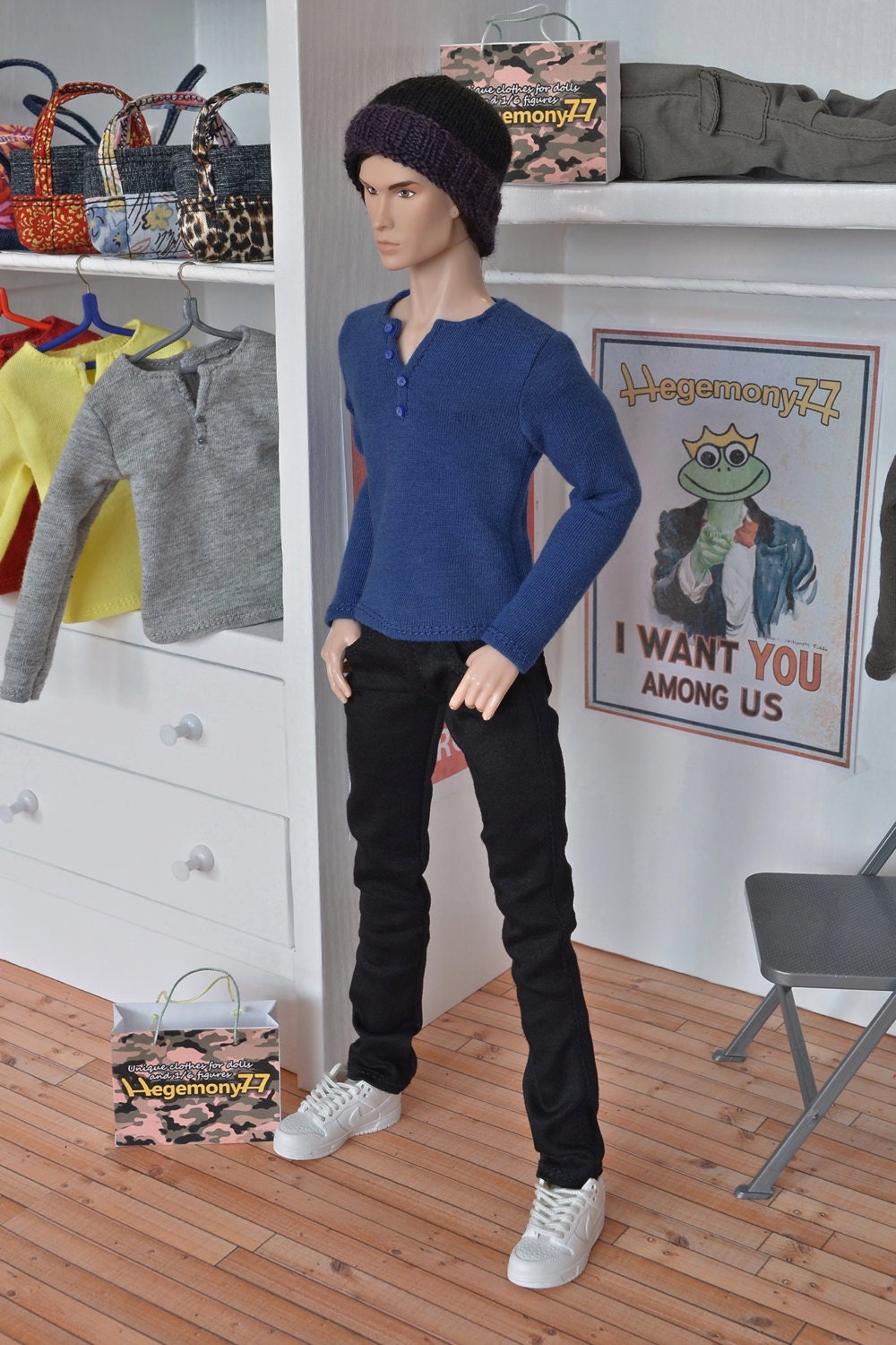 1/ 6 scale henley T shirt for Ken Fashion Royalty Homme Hot Toys Truetype size dolls and figures