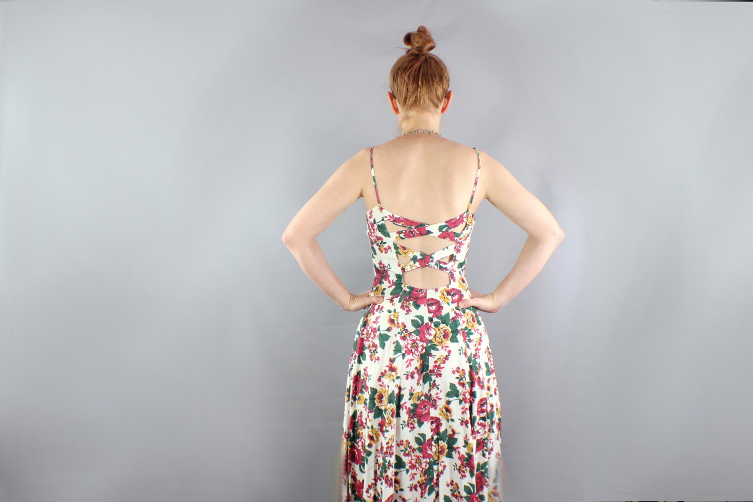 Floral Dress Maxi Dress Cut Out Back Strappy Summer Dress