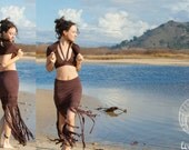 Lace Stripe Fringe Skirt - in brown, black or cream