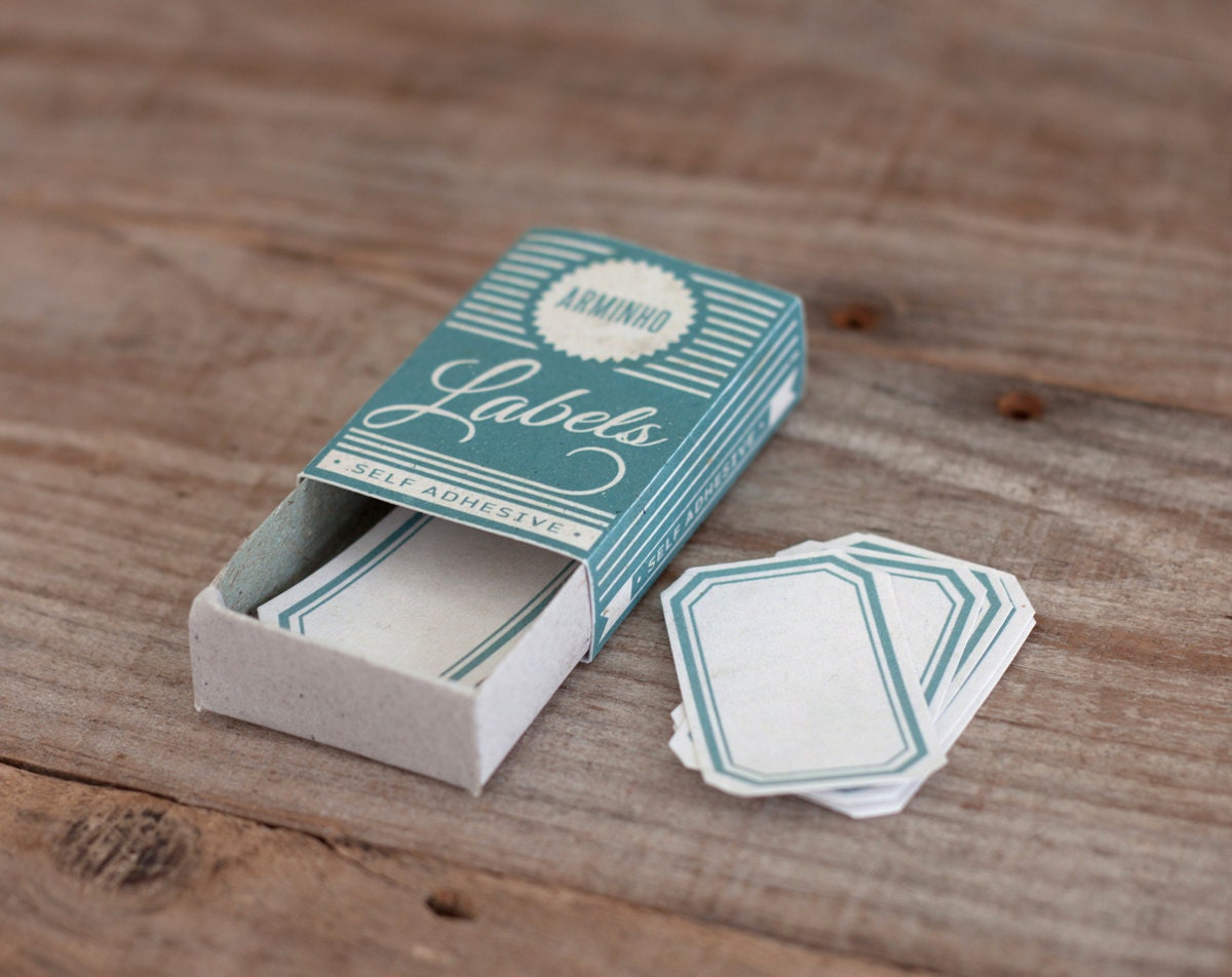 box labels - self adhesive - vintage design look - dark turquoise - LAB301B