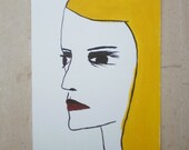 Original Acrylic Painting -- Portrait  of a Woman with Blonde Hair -- FREE SHIPPING